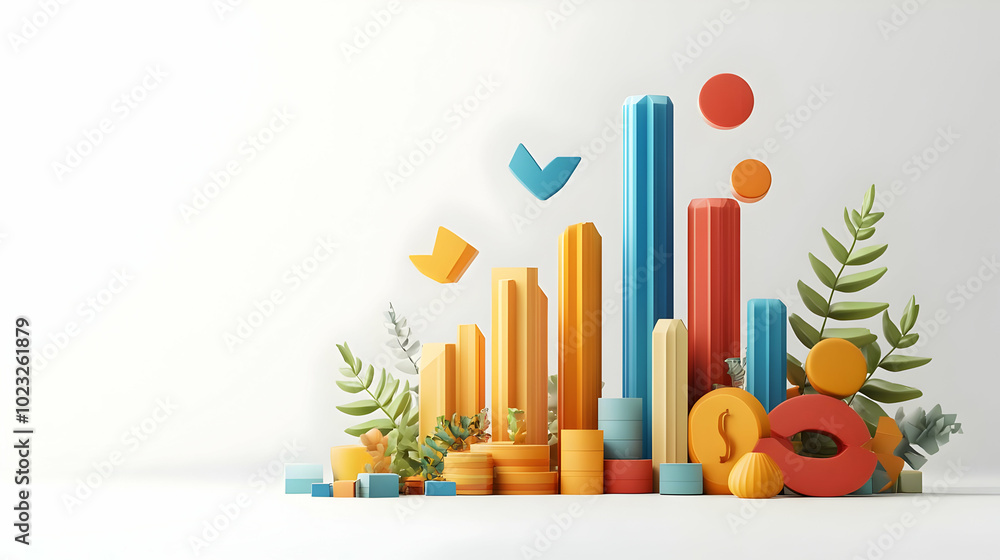 Poster 3d icon vector of dhanteras financial growth chart with dhanteras text isolated on white background 