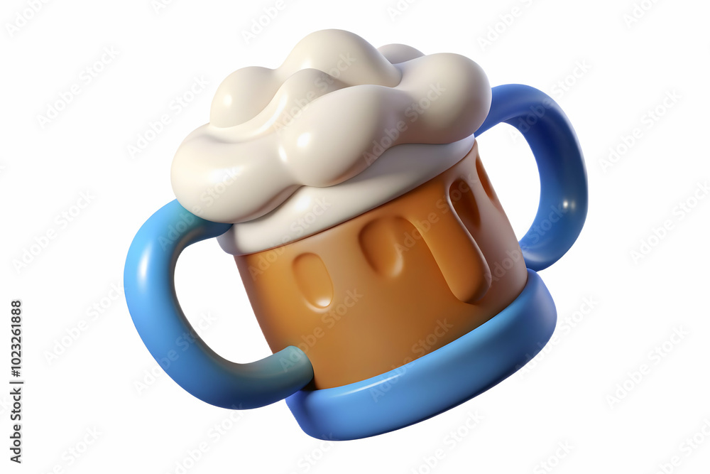 Poster flat floating beer mug with froth creating cool wave � crisp vector illustration ideal for cold beer