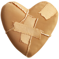 Heart shaped bandaid clipart on a transparent background.