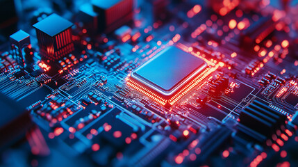 Fototapeta premium Electronic Circuit Board – Precision Components for Modern Electronics and Devices