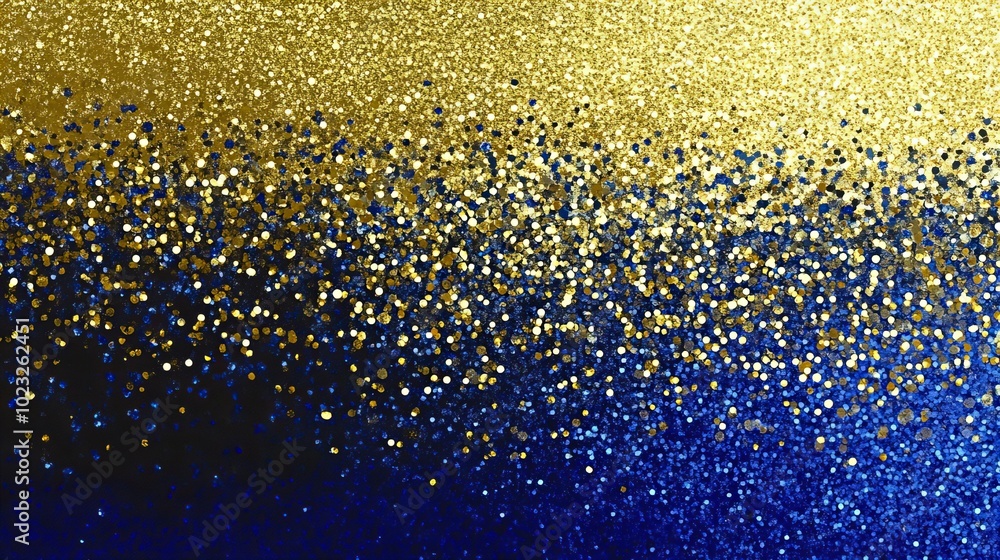 Poster a dazzling display of gold and blue glitter, perfect for adding a touch of sparkle to any project.