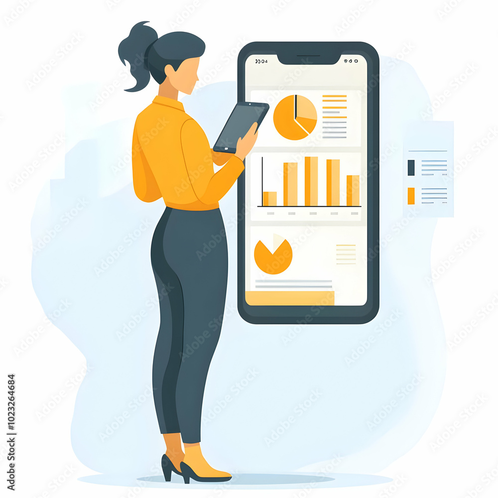 Poster efficient personal finance management: a person utilizing a finance app for investments on smartphon