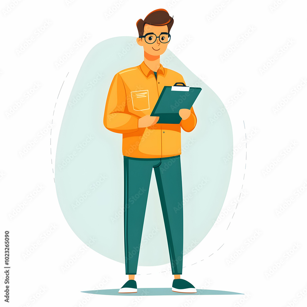 Poster Person with Clipboard Ensuring Systematic Service Management on a Clean Background Symbolizing Organization and Reliability for Professional Use