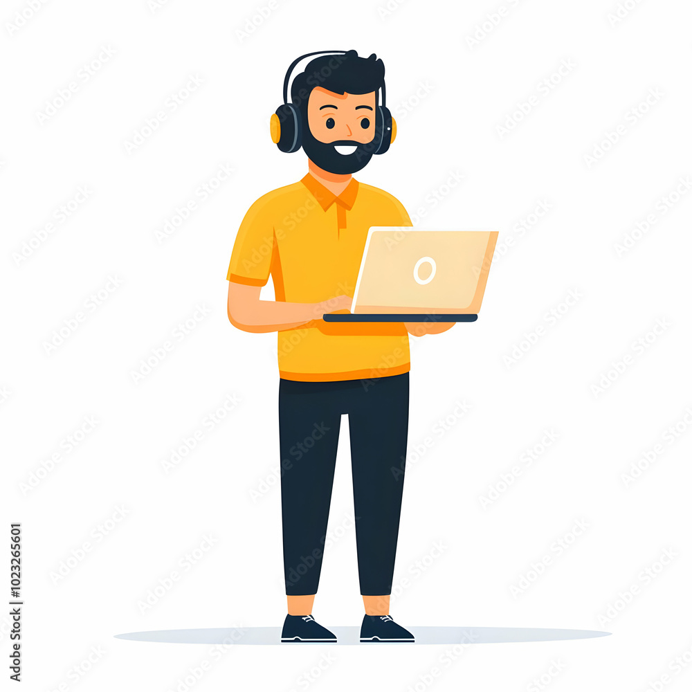 Aufkleber professional tech support provider with laptop - dedicated technical assistance concept over blank b