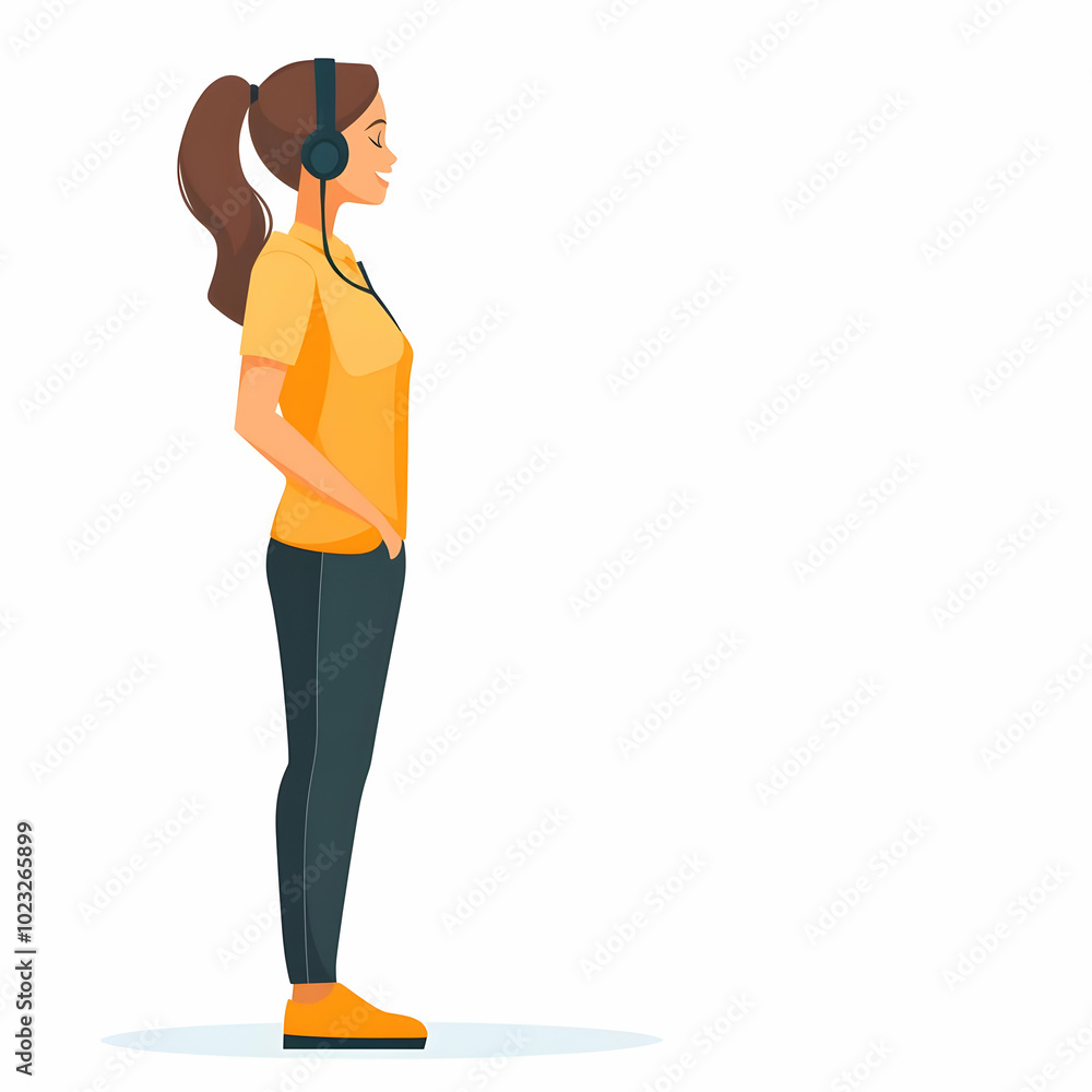 Poster person with headset engaging in efficient customer communication on a blank background for support a