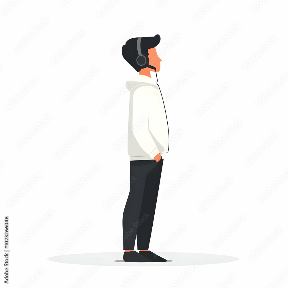 Poster professional person with headset delivering responsive customer service against a clean background f