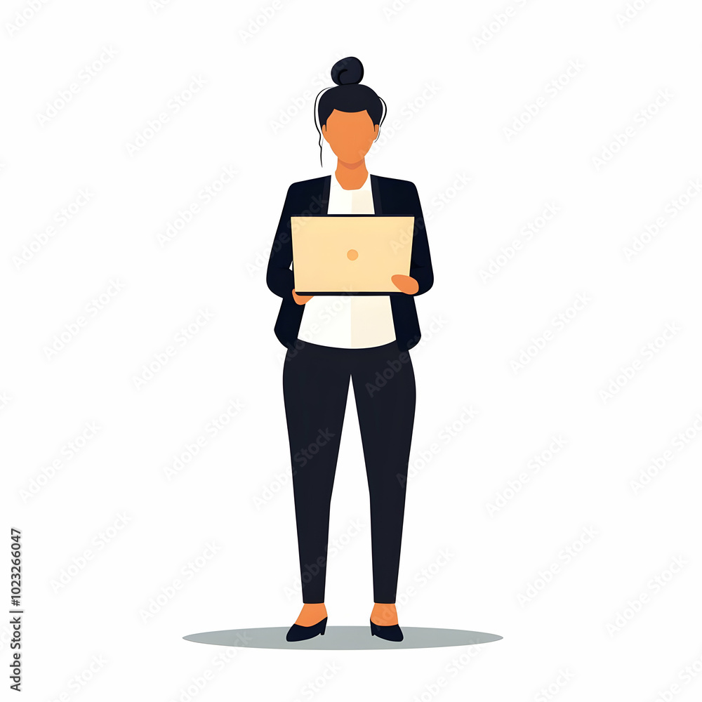 Poster efficient technical support with laptop: person providing expert assistance on blank background for 