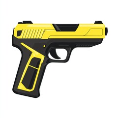 Fototapeta premium Stylish modern yellow-black gun design, white isolated background.