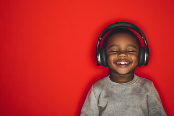 Black Toddler Wearing Headphones – Cute Child Enjoying Music or Audiobooks