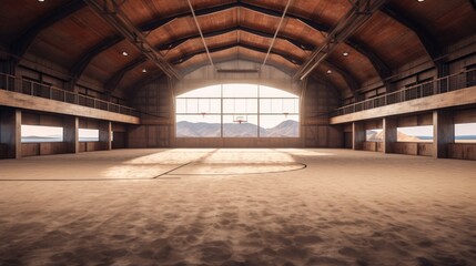 Indoor Basketball Court with Mountain View