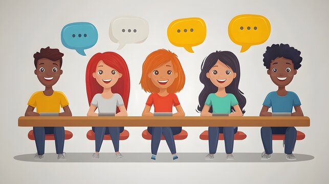 Engaged users contributing to an online forum managed by a community manager for Community Manager Day in flat vector style