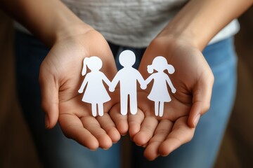 Hands of adults and kids grasping paper family cutout symbolizing home life and community support avenues