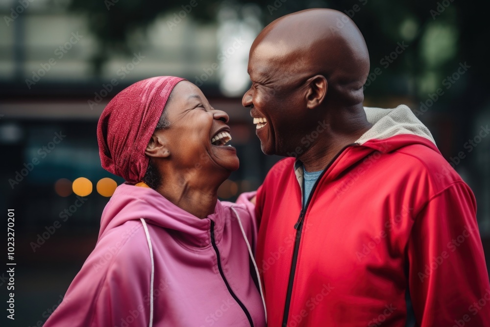 Canvas Prints African elderly couple jokking adult happy affectionate.