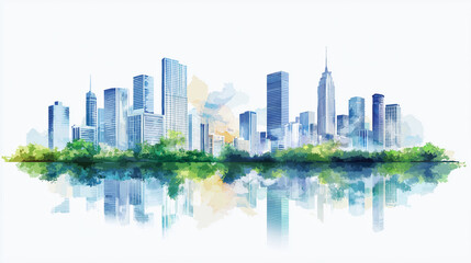 都市景観のイラスト背景素材