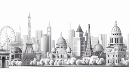 Obraz premium 都市景観のイラスト背景素材