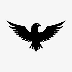 A clean, monochrome eagle logo in black