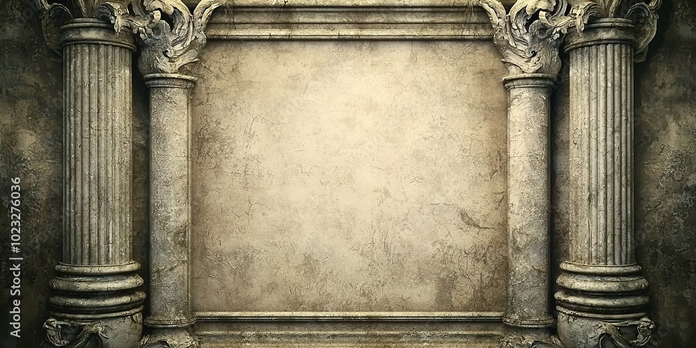 Aufkleber a large, empty space with two pillars on either side