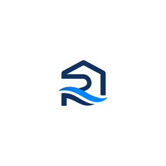 R Letter Logo Design wave vector for construction, home, real estate, property, building.