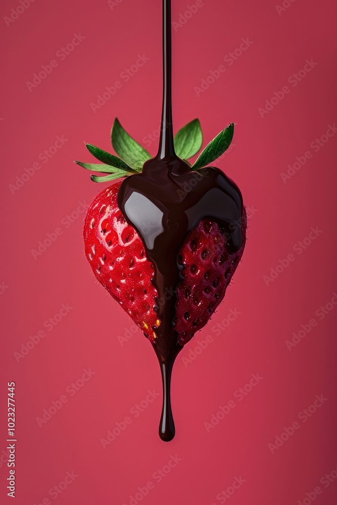 Poster Strawberry chocolate fruit plant.