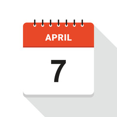 April 7 Calendar Date icon