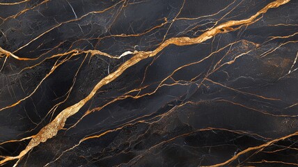 Elegant black marble with stunning gold veining, perfect for luxurious interiors and sophisticated designs.