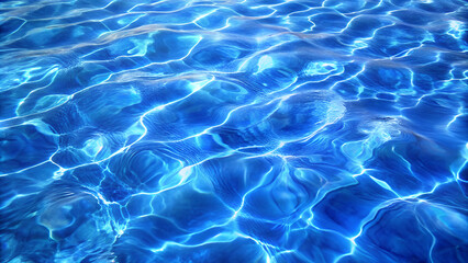 Obraz premium Close-up of shimmering blue water surface with ripples and reflections for artistic design and photography 