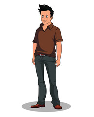 Rustic Village Man in Cartoon Style