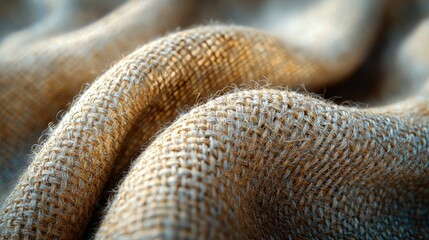Fototapeta premium A close-up image showcasing the rich texture of woven fabric, featuring a natural beige color with intricate patterns and fibers. Great for textile enthusiasts.