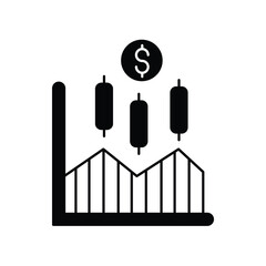 stock market glyph icon with white background vector stock illustration
