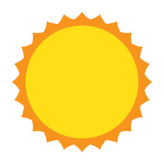 Yellow sun in flat style, sun icon.