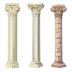 Naklejka premium cartoon style ancient column isolated on white background