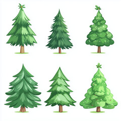 Obraz premium set of christmas trees isolated on white background