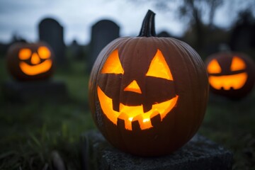 Jack-o'-Lantern Glowing In The Dusk
