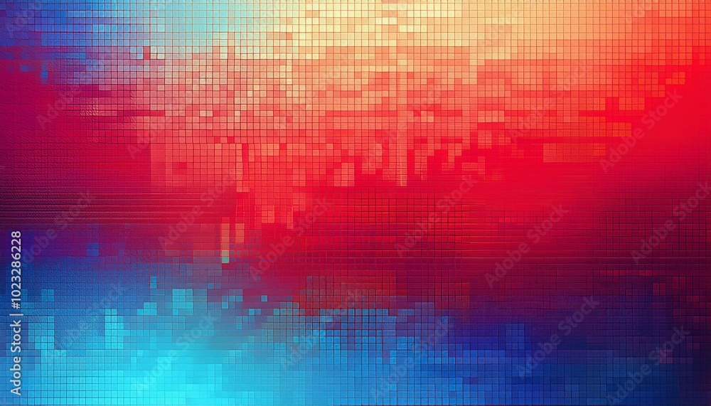 Aufkleber abstract pixelated gradient background with red and blue hues and digital texture
