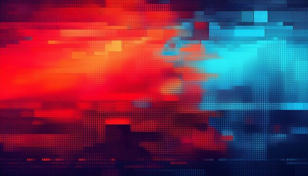 Abstract Pixelated Gradient Background with Red and Blue Hues and Digital Texture