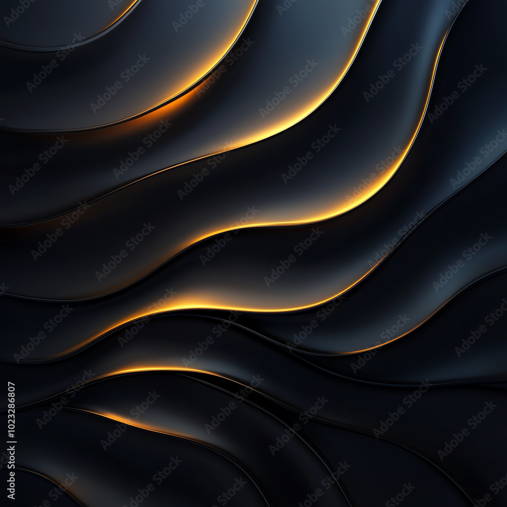 Poster a mesmerizing abstract pattern featuring smooth, wavy lines illuminated by soft light, conveying ele