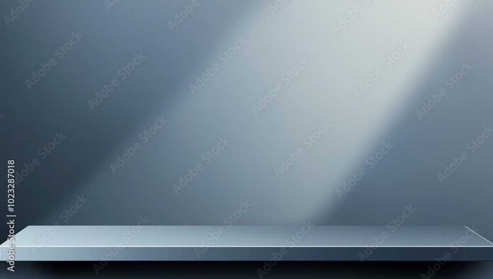 Poster a minimalist display surface illuminated by soft light, perfect for showcasing products or art in a 