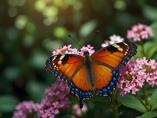 Obraz premium Butterfly Icon on Flat Color Background