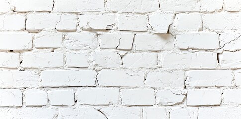 Fototapeta premium A textured white brick wall with visible cracks, perfect for backgrounds or design projects that require a rustic touch.