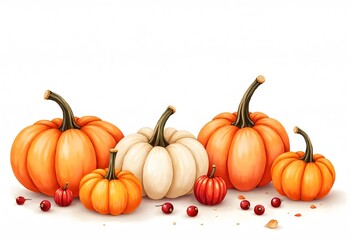 Obraz premium Vector pumpkin with autumn leaves 
