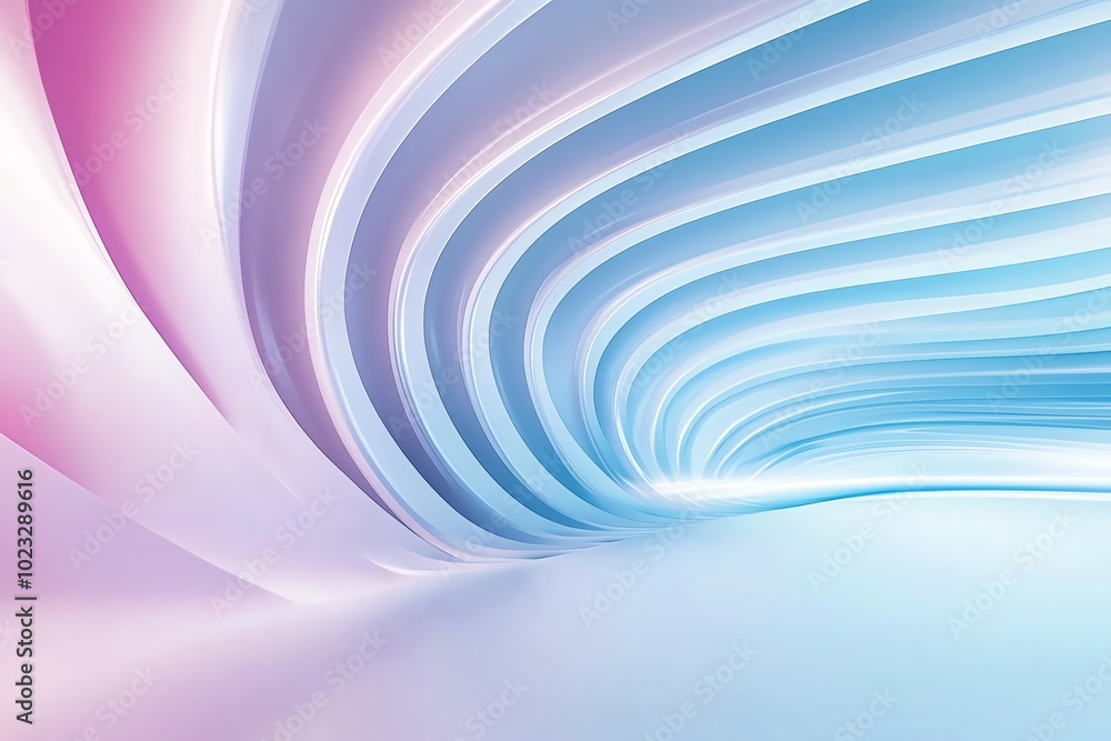 Poster abstract smooth lines transition in soft pink and blue gradients, creating a serene and dynamic back