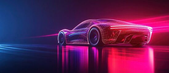 Futuristic Wireframe Sports Car