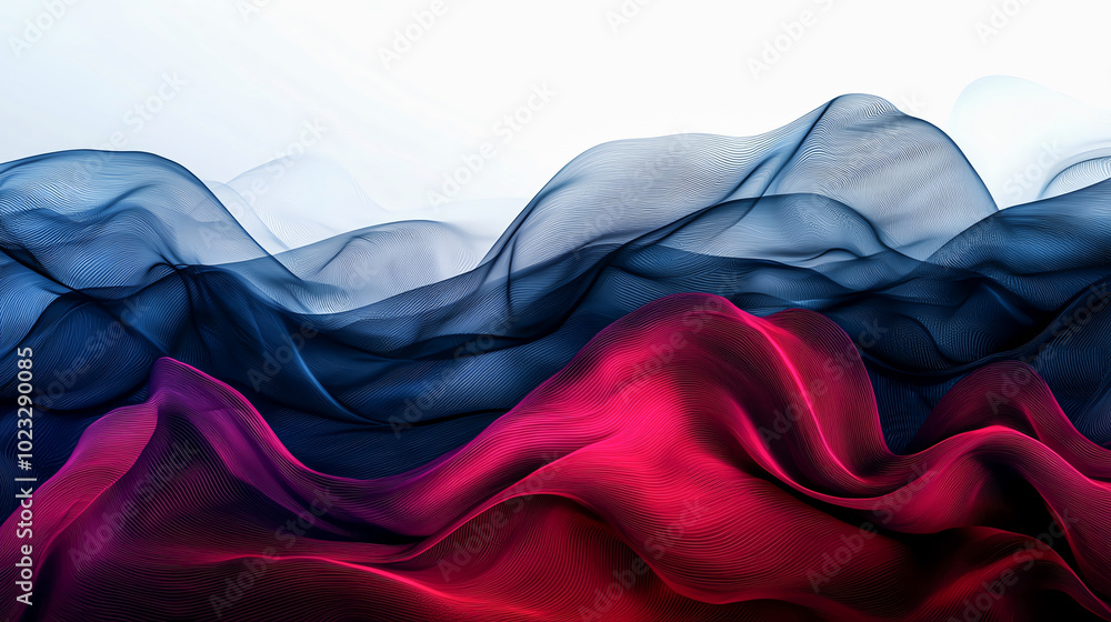 Poster an elegant swirl of colorful sheer fabric creating a dynamic blend of textures and tones, perfect fo