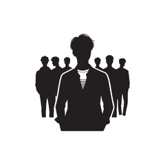 Black Color Fashion boy silhouette design Vector Illustration, Solid White Background 49.eps