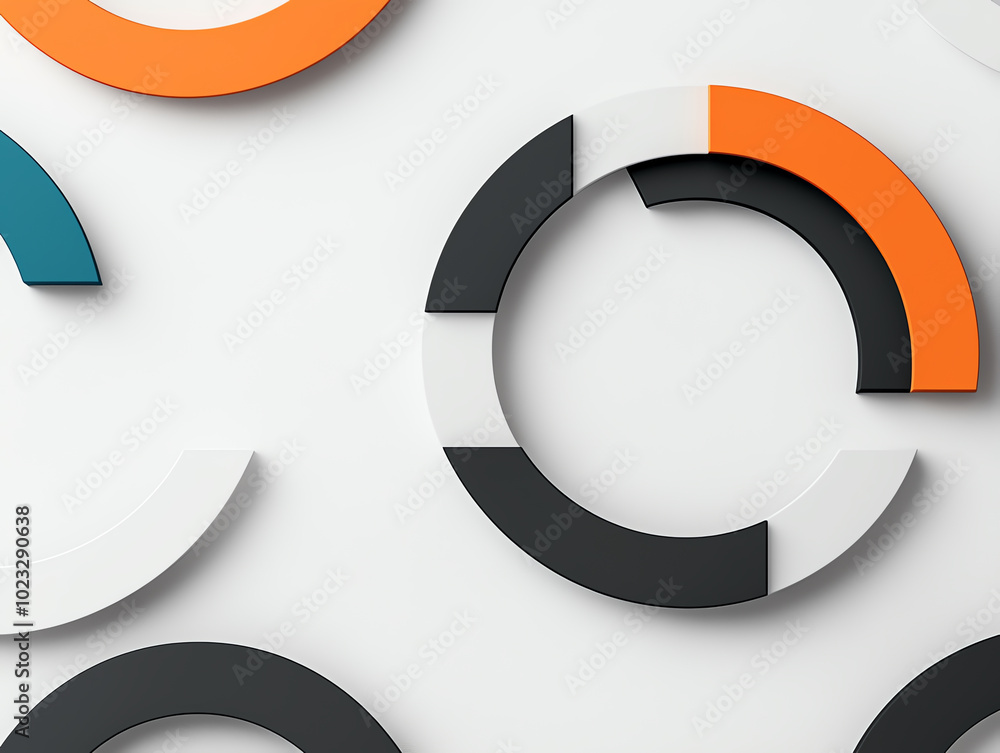 Poster colorful geometric shapes arranged in a modern pattern, creating a vibrant and dynamic visual effect