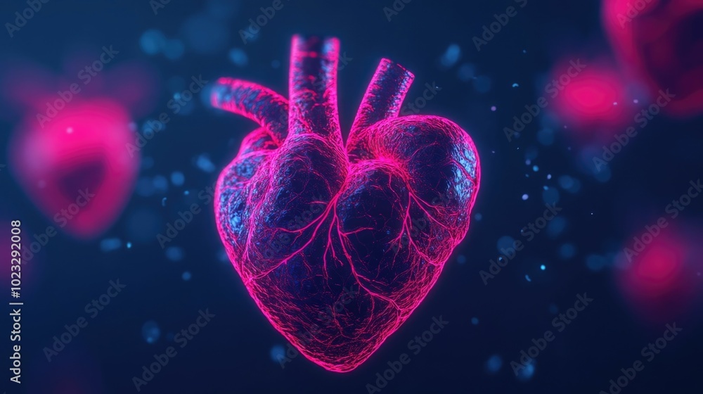Poster vibrant heart cells illuminated by flowing nutrient streams representing nourishment from vitamin su