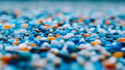 Obraz premium Plastic microbeads scattered across a sandy beach, barely visible but contributing to the vast problem of ocean pollution 