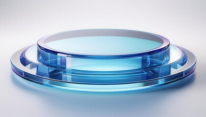 3D Render Abstract Podium with Gem Stones on White Background