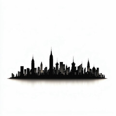 Fototapeta premium Stylized silhouette of a modern city skyline against a white background, showcasing architectural diversity and urban beauty.