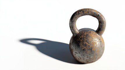 Kettle Bell - Heavy Iron Weight for Fitness Training with Shadow on White